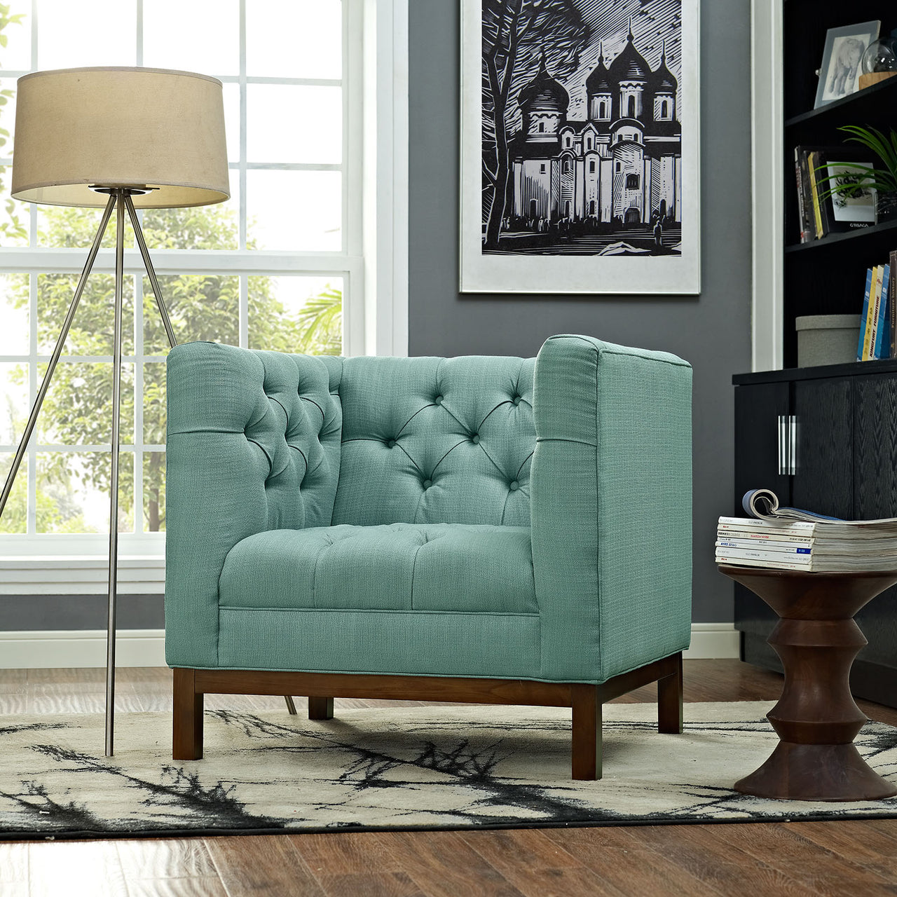 Poise Fabric Armchair, Aqua Green