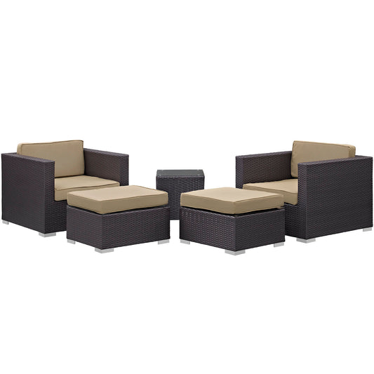 Conversation 5-Piece Alfresco Sectional Set, Espresso & Mocha