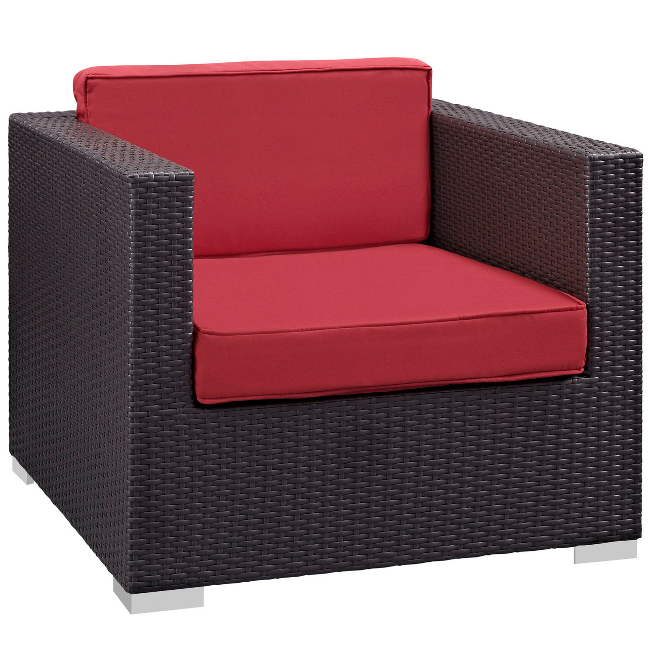 Conversation 5-Piece Alfresco Sectional Set, Espresso & Red