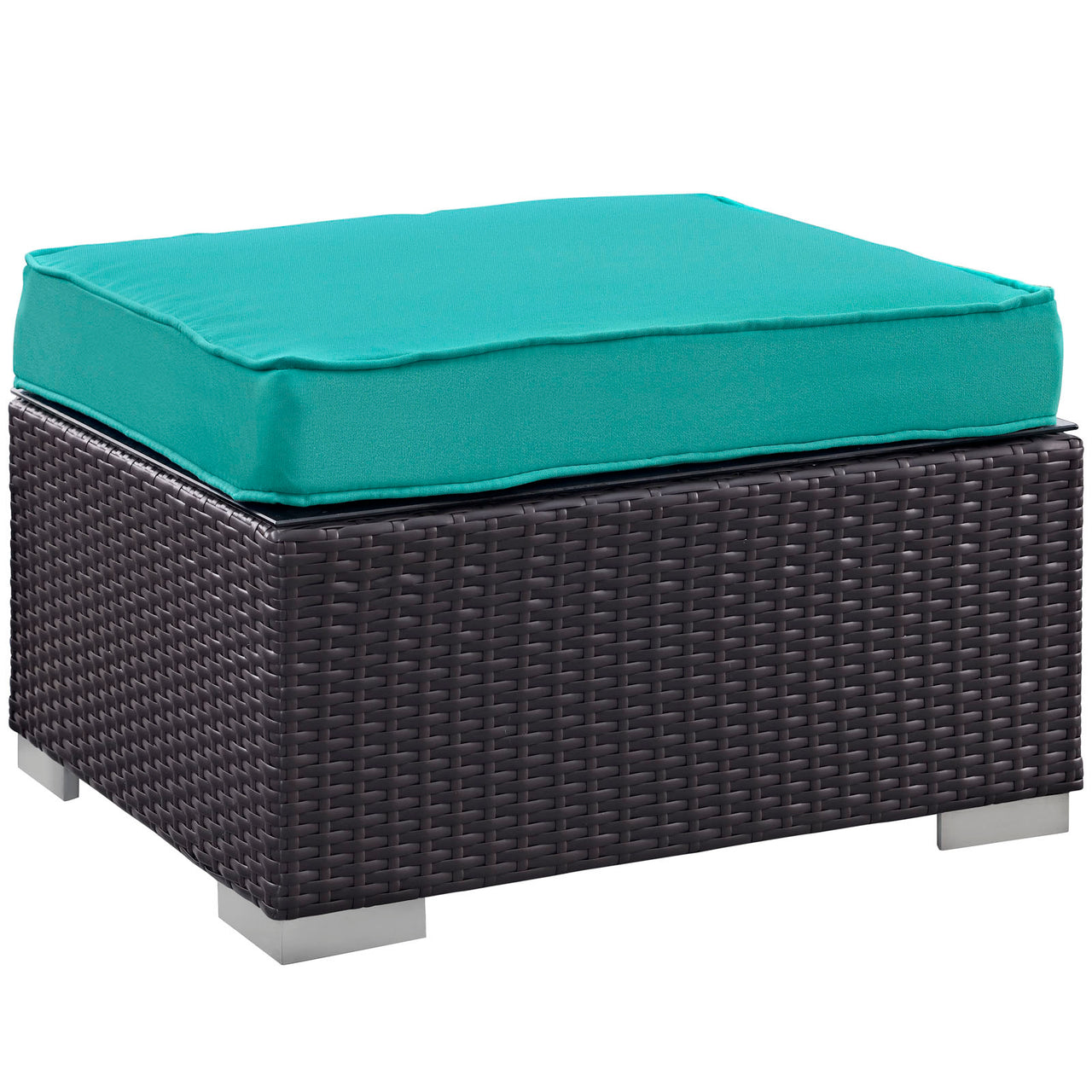 Conversation 5-Piece Alfresco Sectional Set, Espresso & Turquoise