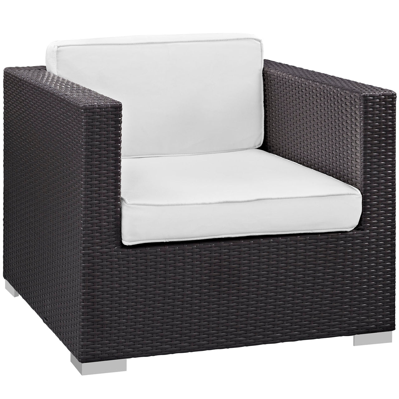 Conversation 5-Piece Alfresco Sectional Set, Espresso & White