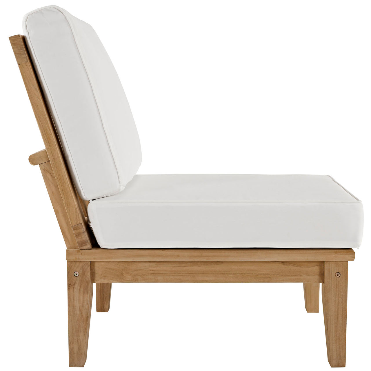 Marina 8 Piece Outdoor Patio Teak Set, Natural Wood & White