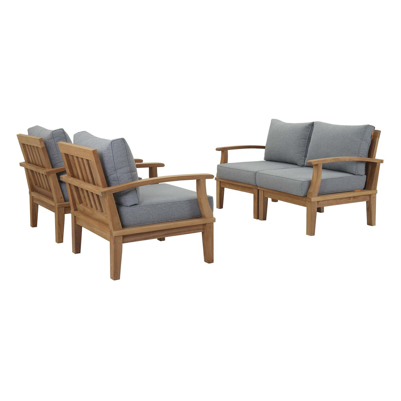 Shorehaven 4-Piece Alfresco Lounging Set, Natural Wood & Gray