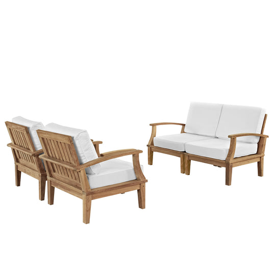 Shorehaven 4-Piece Alfresco Lounging Set, Natural Wood & White