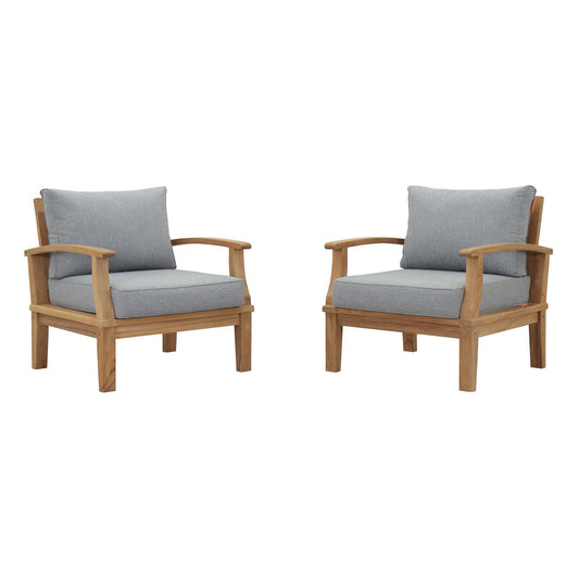 Shorehaven 2-Piece Alfresco Lounging Set, Natural Wood & Gray