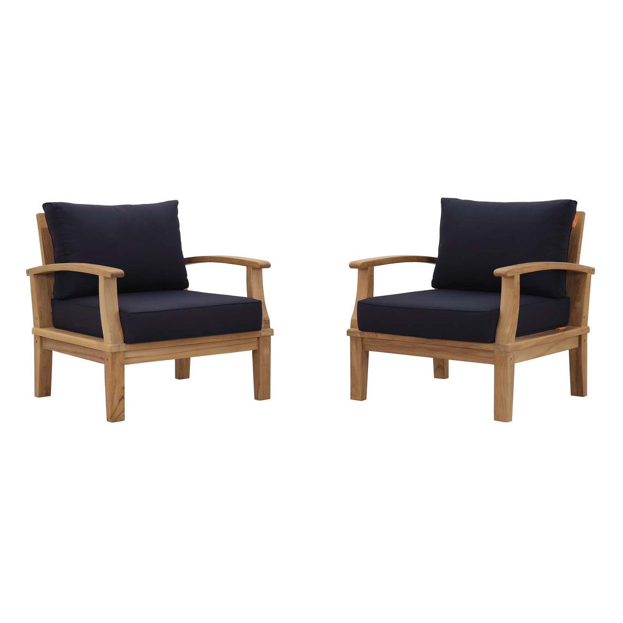 Marina 2 Piece Outdoor Patio Teak Set, Natural Wood & Navy