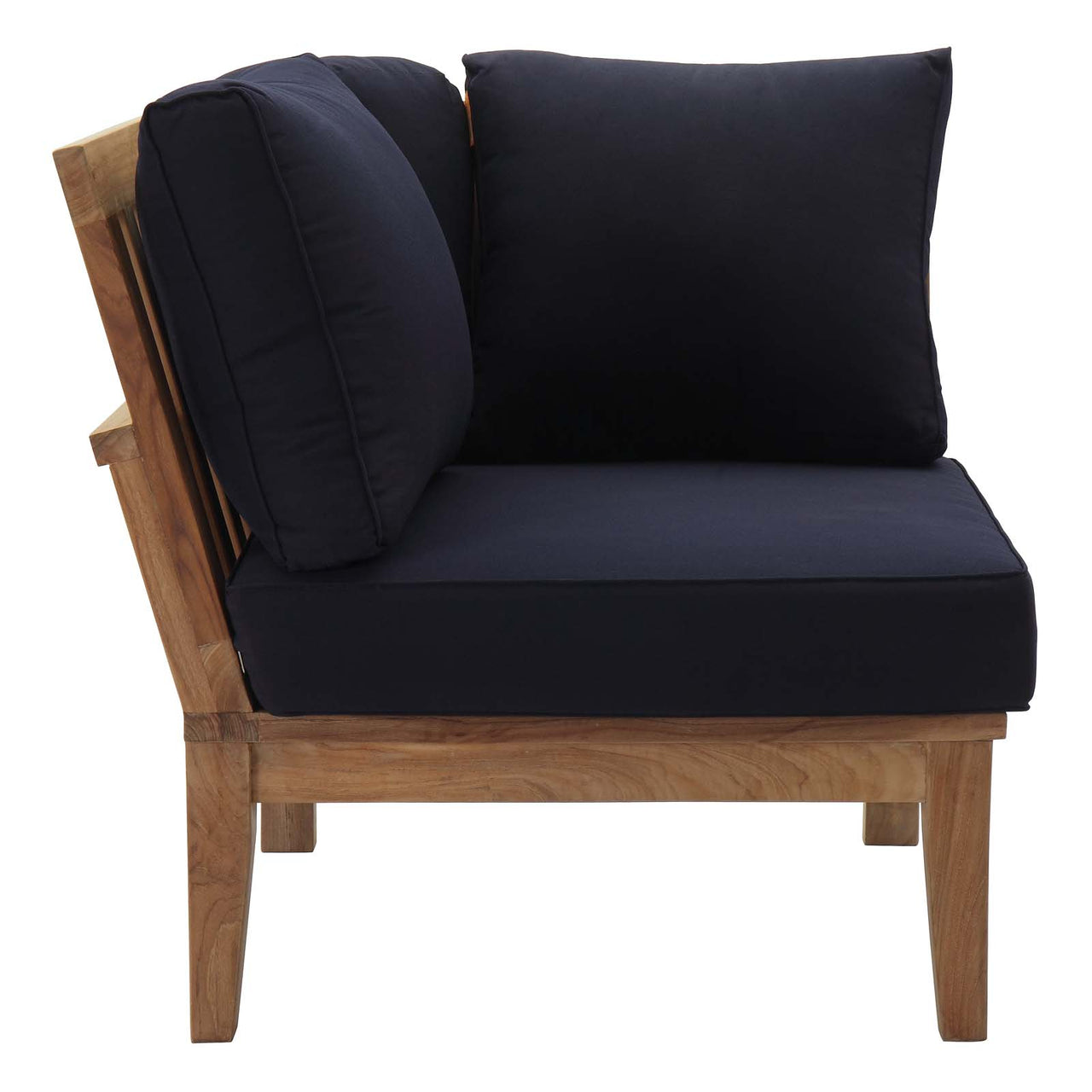 Marina 3 Piece Outdoor Patio Teak Set, Natural Wood & Navy