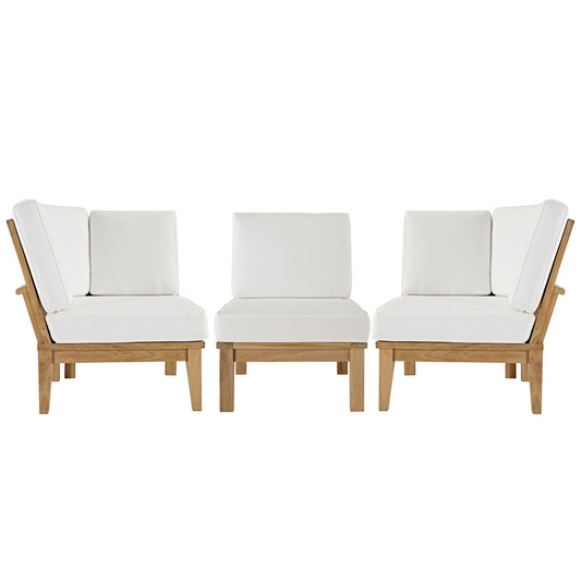 Shorehaven 3-Piece Alfresco Lounging Set, Natural Wood & White