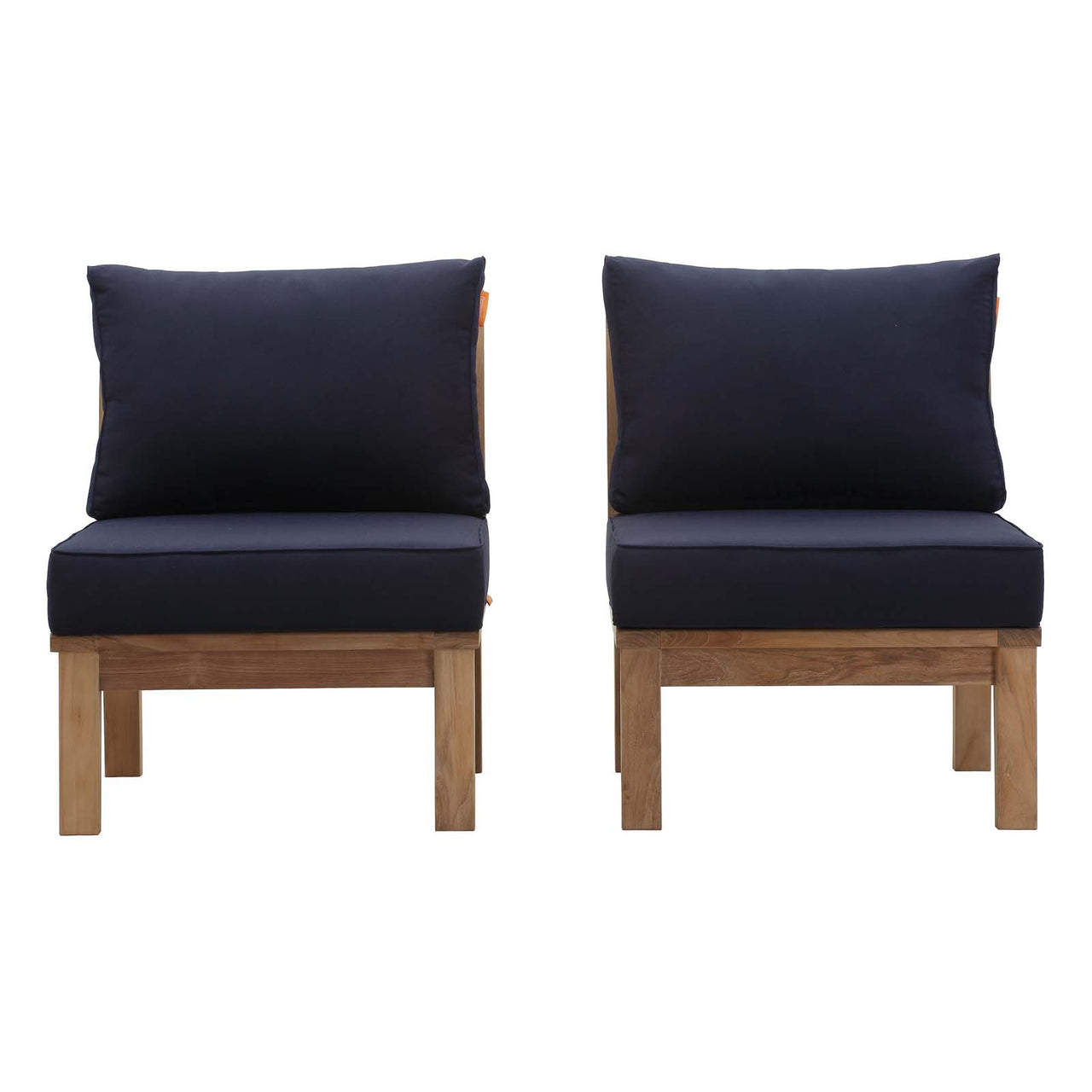 Marina 2 Piece Outdoor Patio Teak Set, Natural Wood & Navy