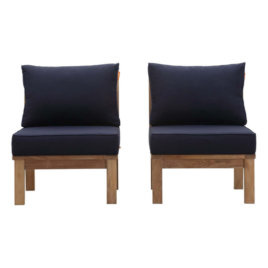Shorehaven 2-Piece Alfresco Lounging Set, Natural Wood & Navy