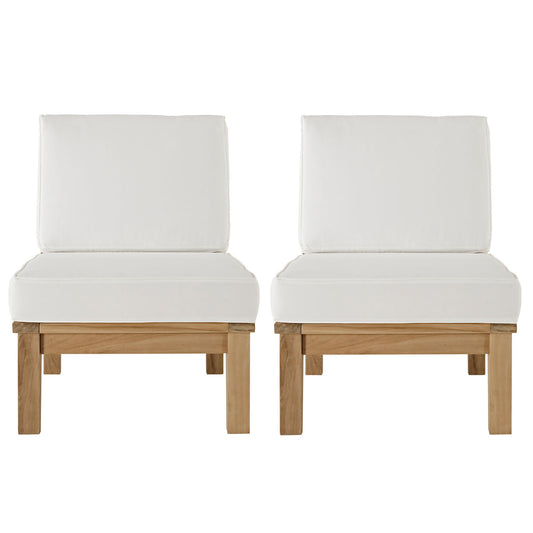 Shorehaven 2-Piece Alfresco Lounging Set, Natural Wood & White