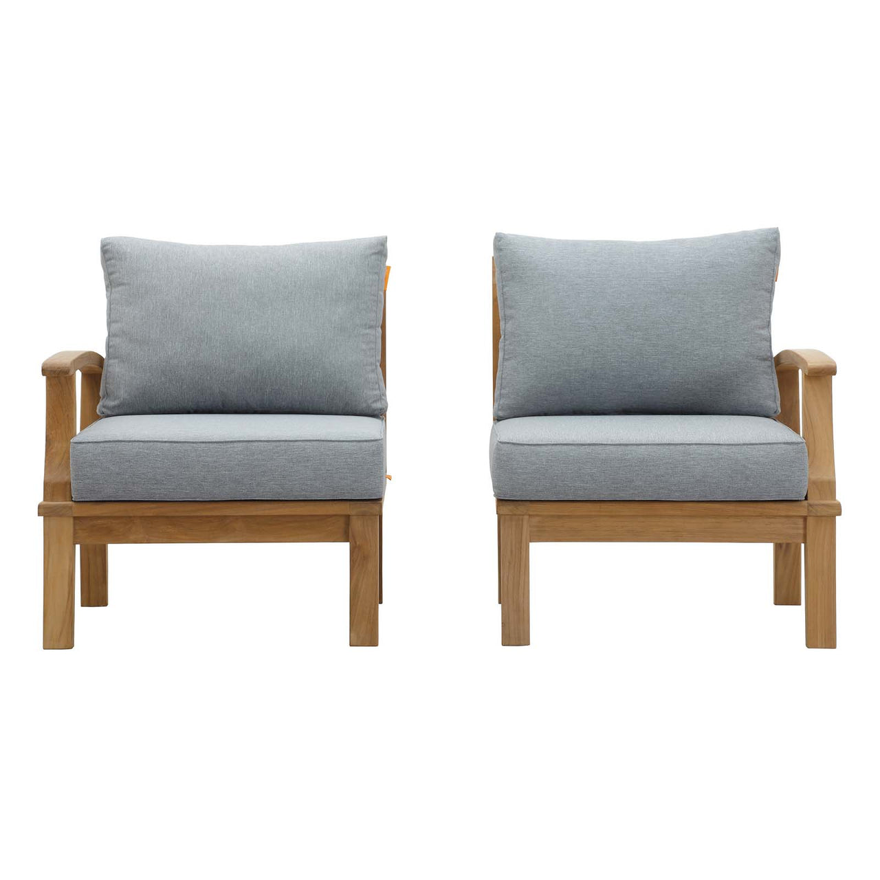 Marina 2 Piece Outdoor Patio Teak Set, Natural Wood & Gray