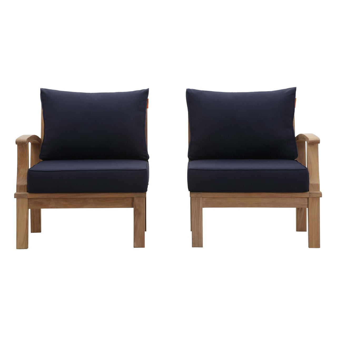 Marina 2 Piece Outdoor Patio Teak Set, Natural Wood & Navy