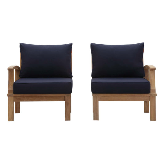 Shorehaven 2-Piece Alfresco Lounging Set, Natural Wood & Navy