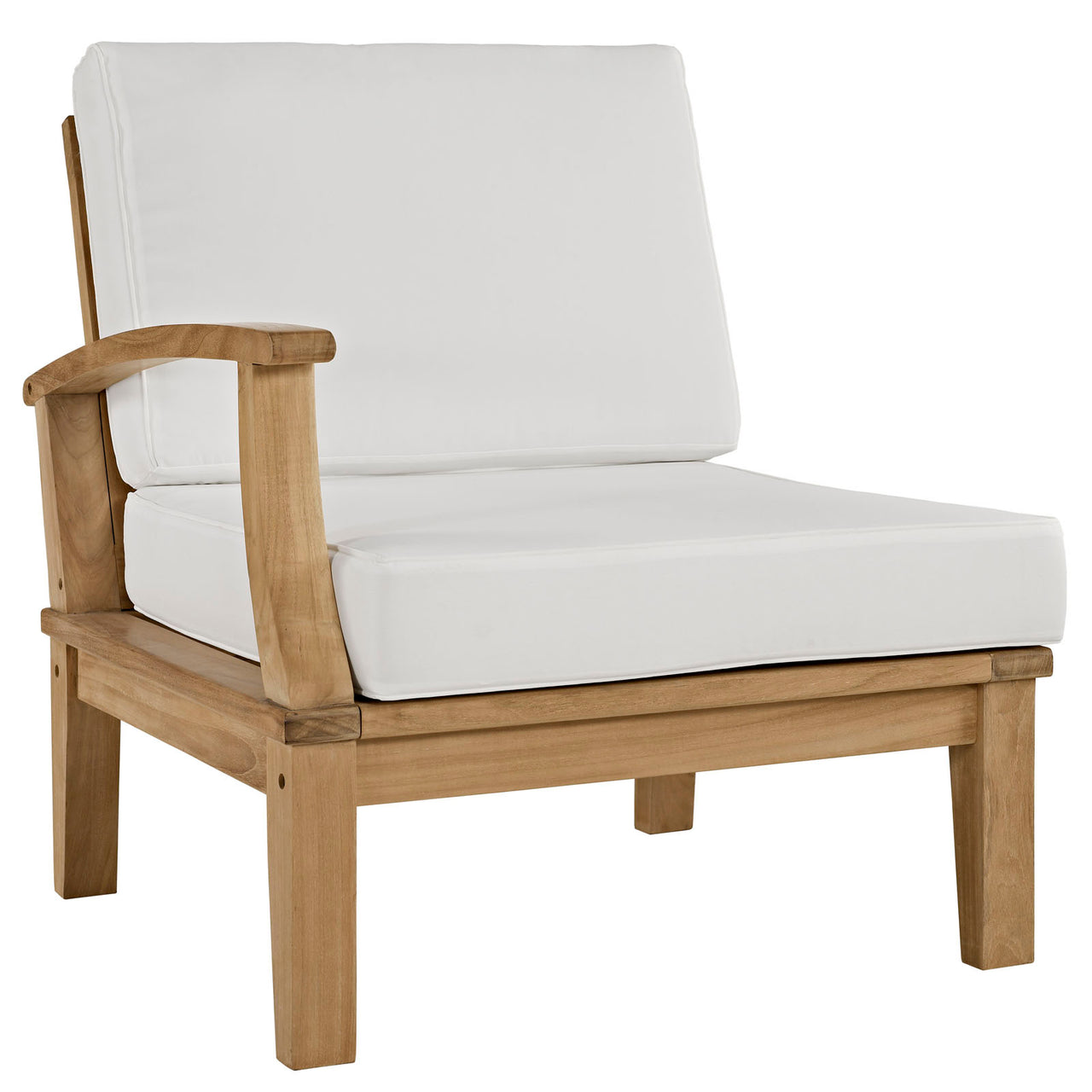 Marina 2 Piece Outdoor Patio Teak Set, Natural Wood & White