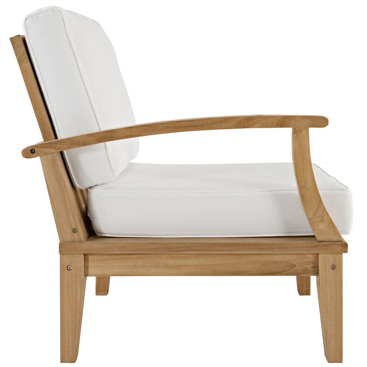 Marina 2 Piece Outdoor Patio Teak Set, Natural Wood & White