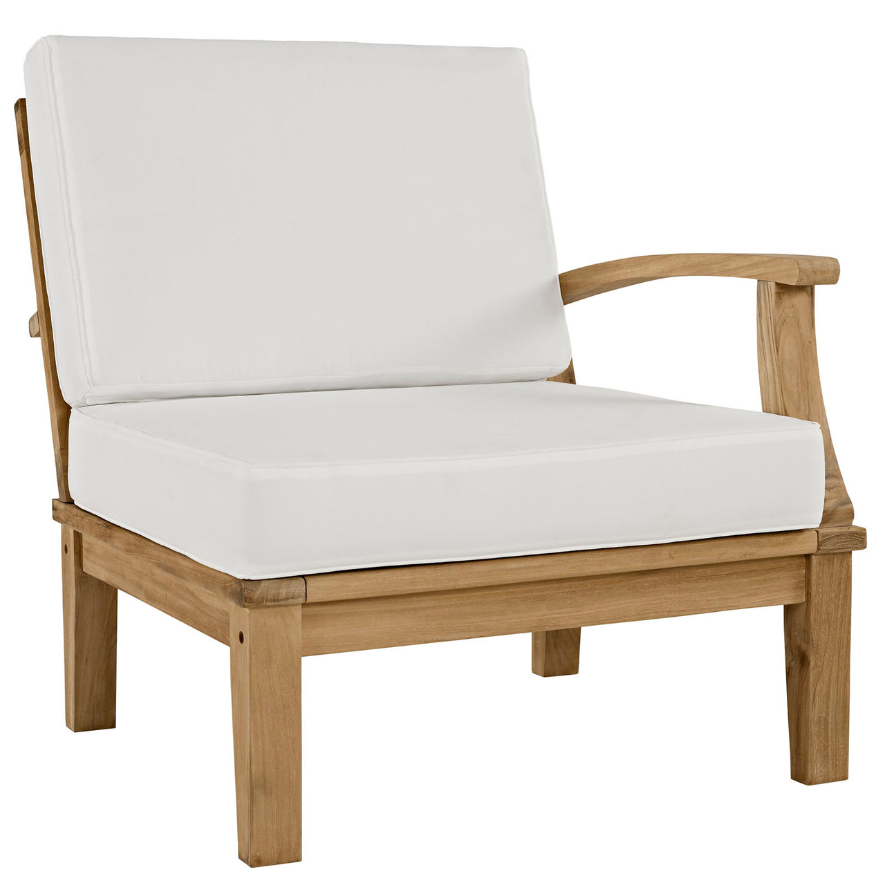 Marina 2 Piece Outdoor Patio Teak Set, Natural Wood & White