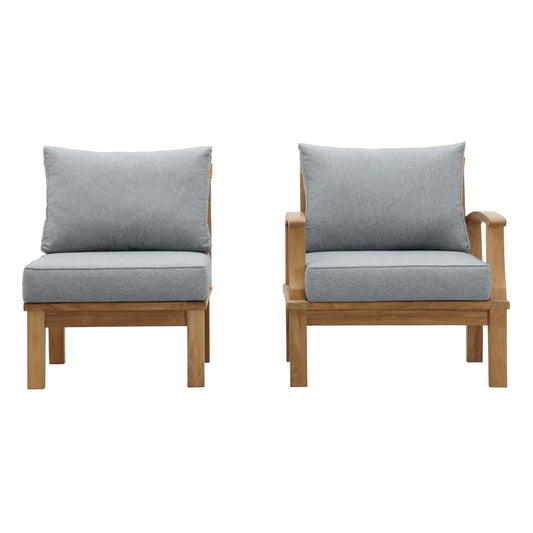 Shorehaven 2-Piece Alfresco Lounging Set, Natural Wood & Gray