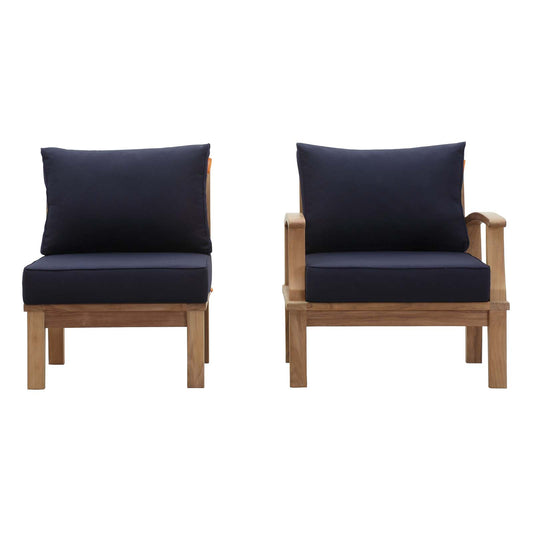 Shorehaven 2-Piece Alfresco Lounging Set, Natural Wood & Navy