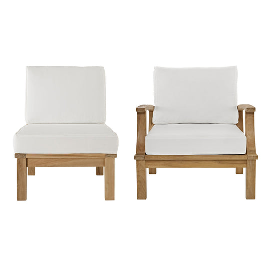 Shorehaven 2-Piece Alfresco Lounging Set, Natural Wood & White