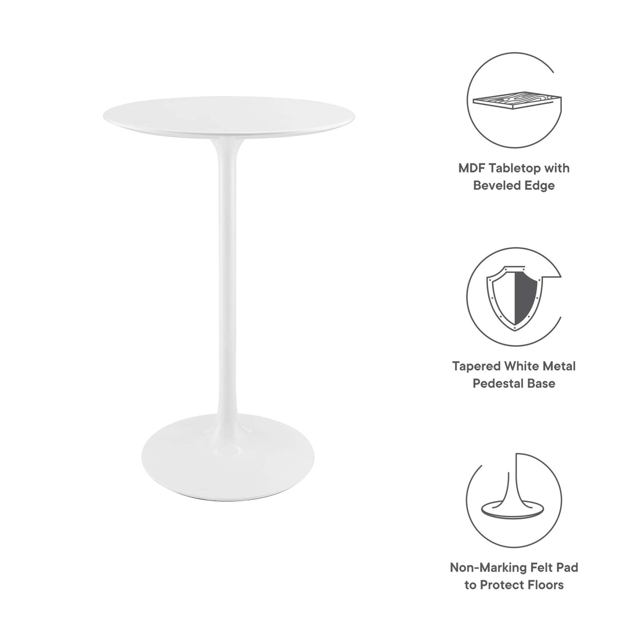 Ensemble Round Bar Table, White