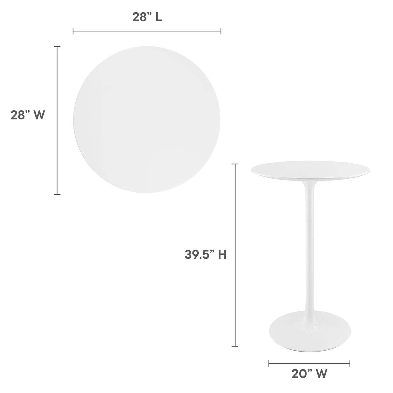Ensemble Round Bar Table, White