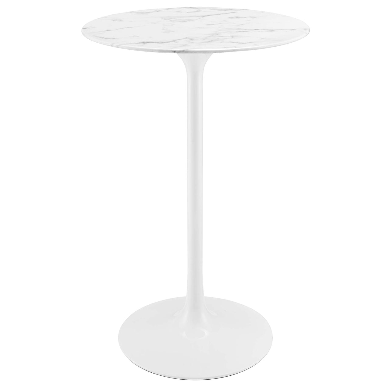 Ensemble Round Faux Marble Bar Table, White