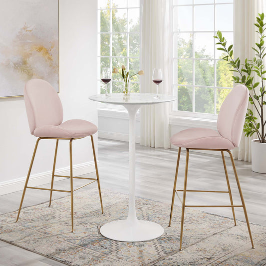 Ensemble Round Faux Marble Bar Table, White