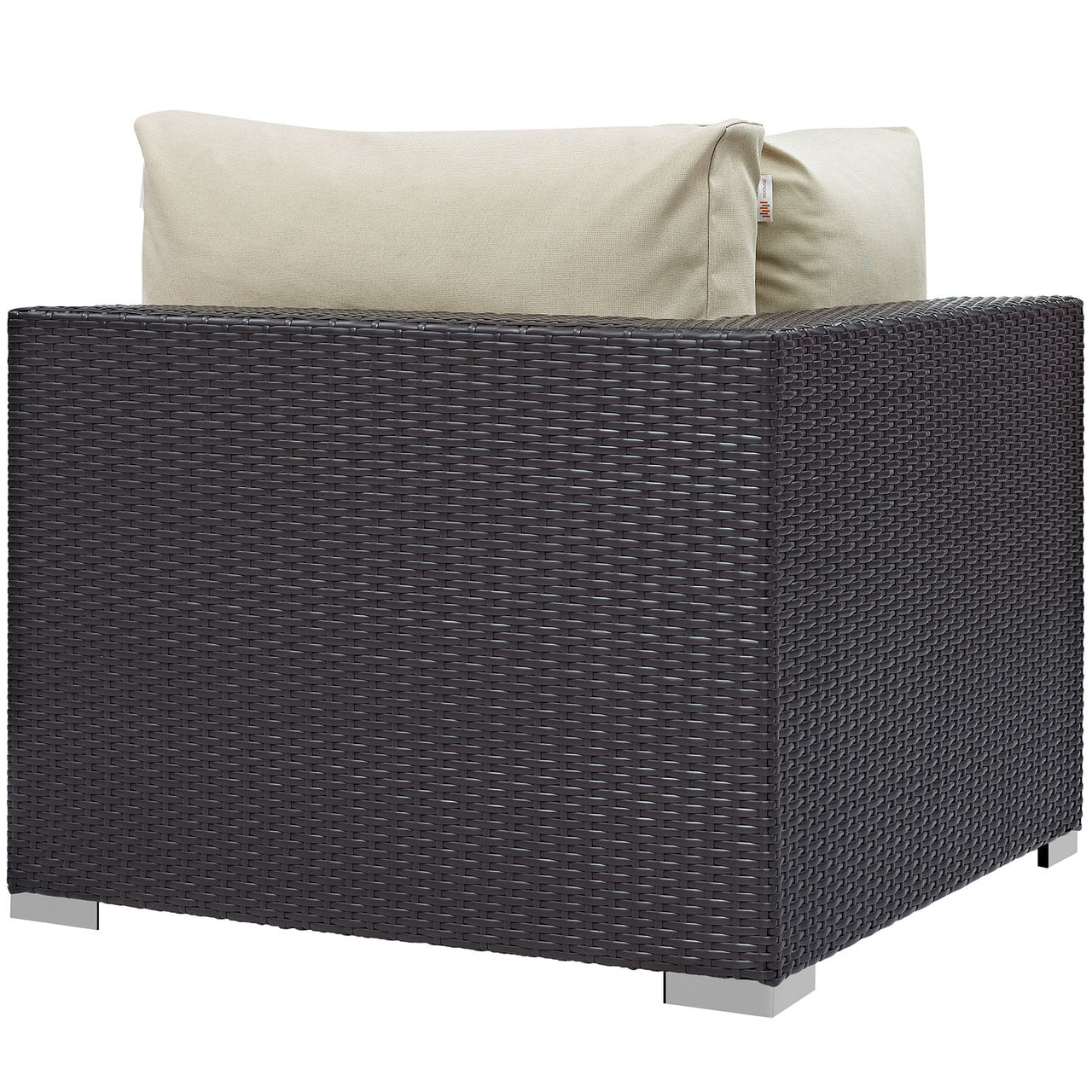 Conversation Alfresco Corner Chair | Outdoor Modular Sectional Component, Espresso & Beige