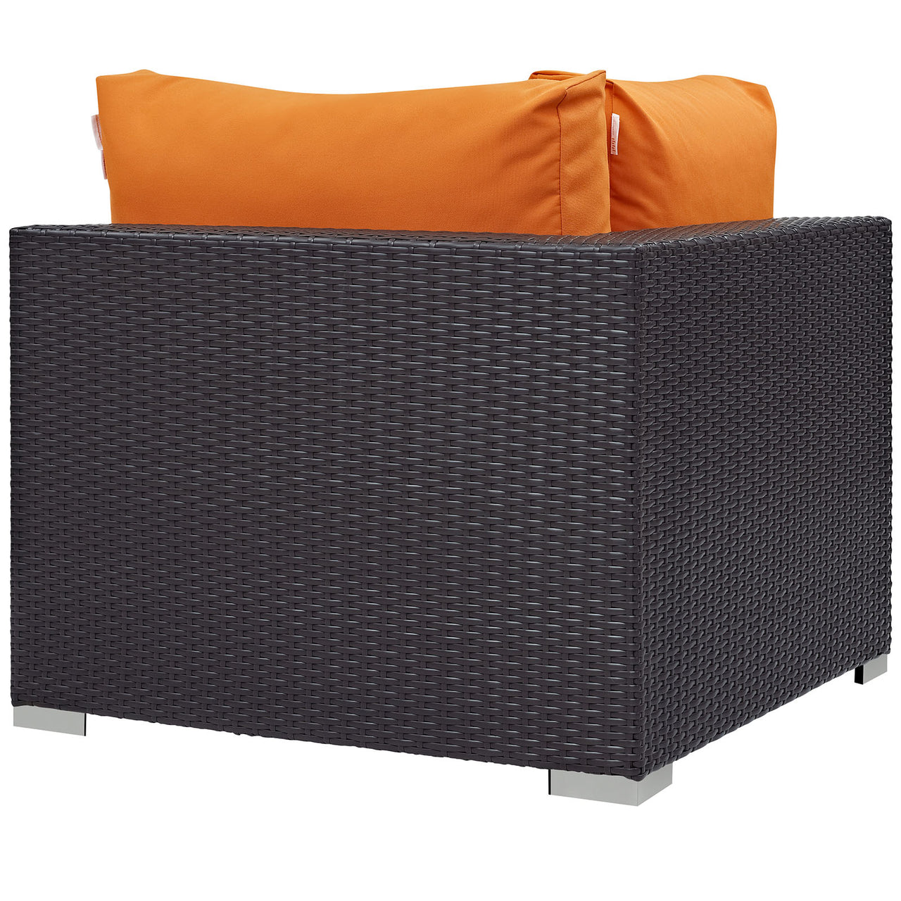 Conversation Alfresco Corner Chair | Outdoor Modular Sectional Component, Espresso & Orange