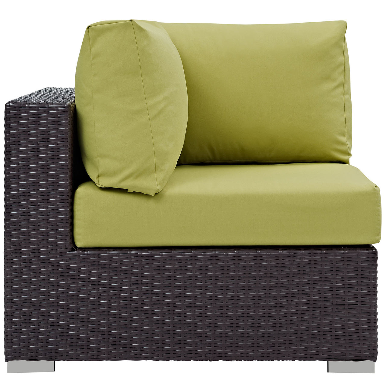 Convene Outdoor Patio Corner Chair | Outdoor Modular Sectional Component, Espresso & Peridot