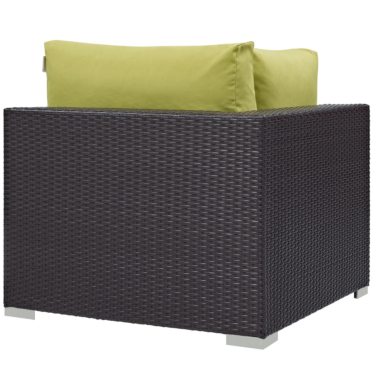 Convene Outdoor Patio Corner Chair | Outdoor Modular Sectional Component, Espresso & Peridot