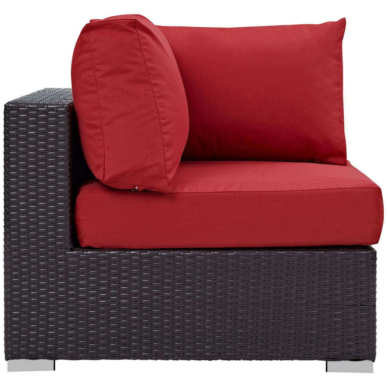 Conversation Alfresco Corner Chair | Outdoor Modular Sectional Component, Espresso & Red