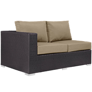Convene Outdoor Patio Left-Arm Loveseat | Outdoor Modular Sectional Component, Espresso & Mocha