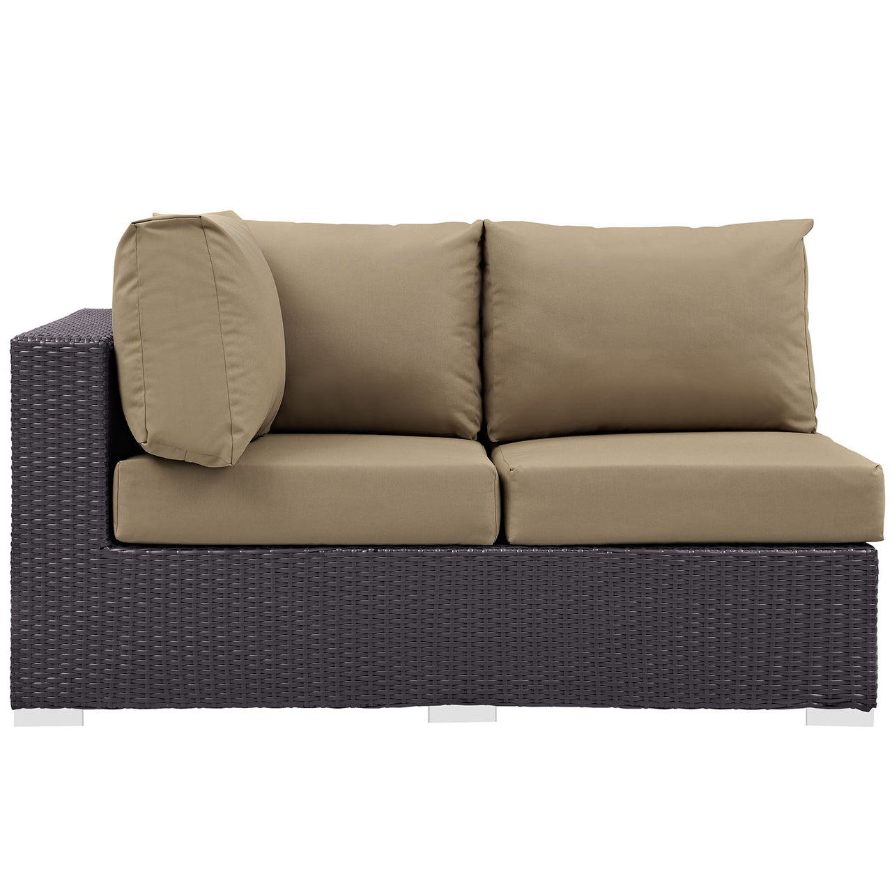 Convene Outdoor Patio Left-Arm Loveseat | Outdoor Modular Sectional Component, Espresso & Mocha