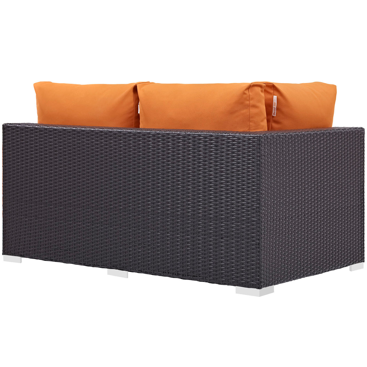 Conversation Alfresco Left-Arm Loveseat | Outdoor Modular Sectional Component, Espresso & Orange