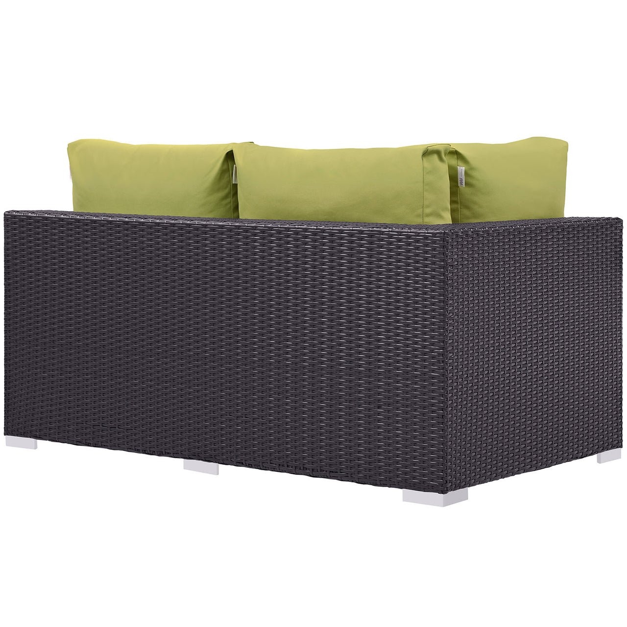 Conversation Alfresco Left-Arm Loveseat | Outdoor Modular Sectional Component, Espresso & Peridot