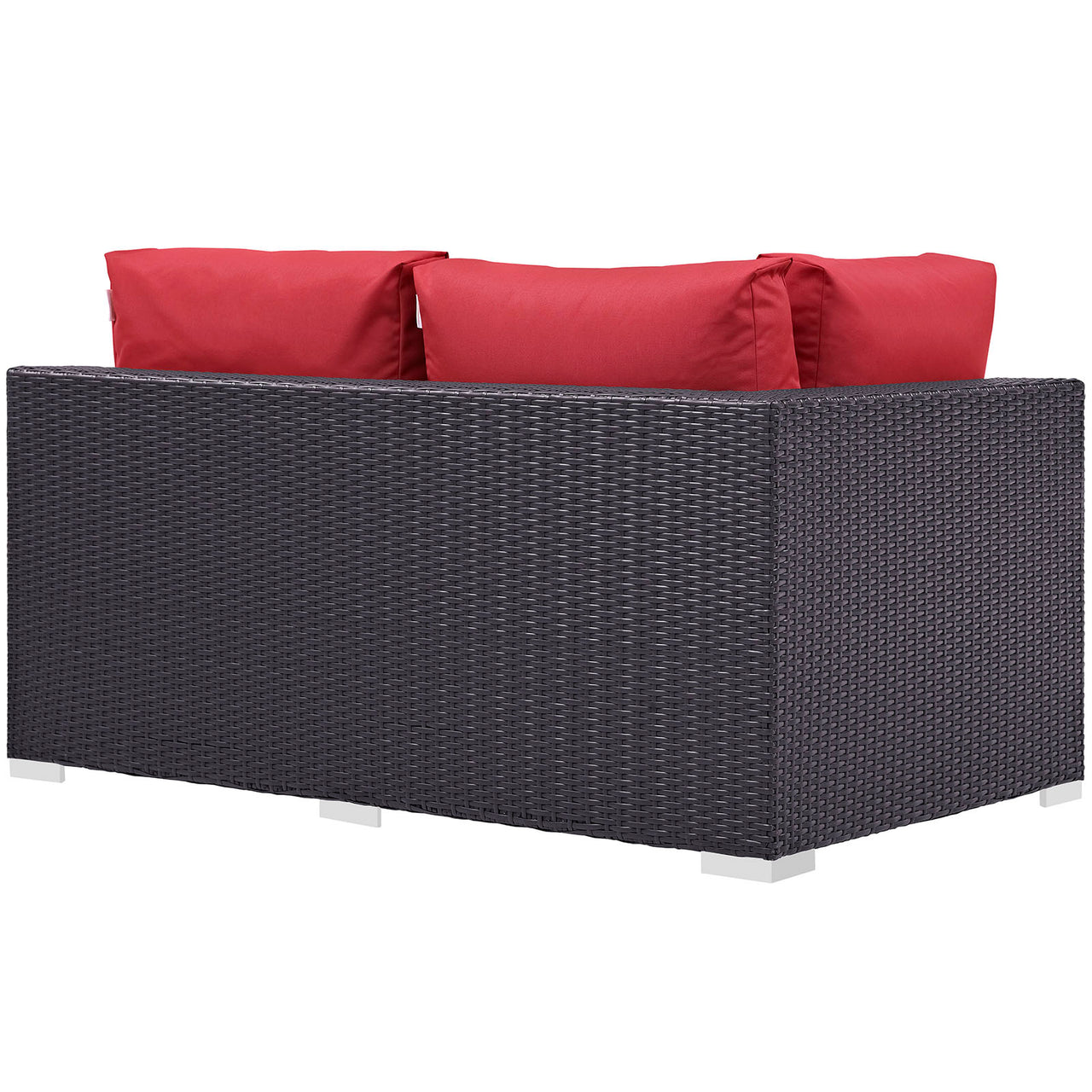 Conversation Alfresco Left-Arm Loveseat | Outdoor Modular Sectional Component, Espresso & Red
