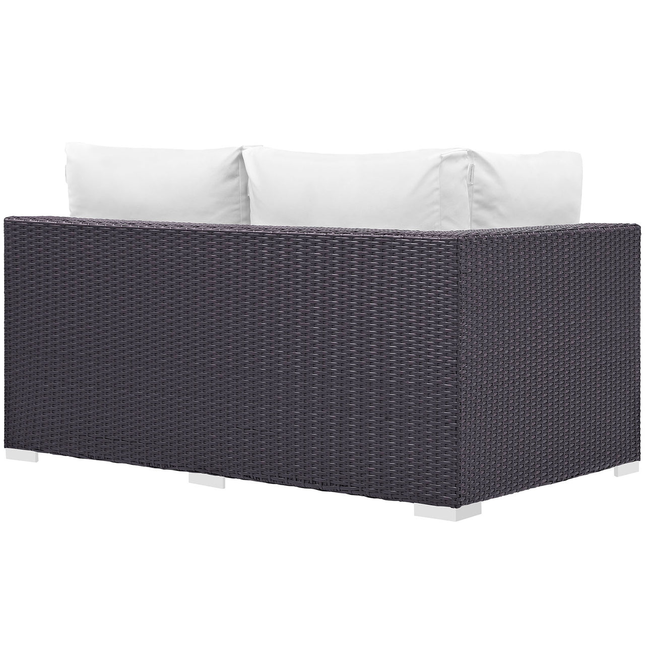 Conversation Alfresco Left-Arm Loveseat | Outdoor Modular Sectional Component, Espresso & White