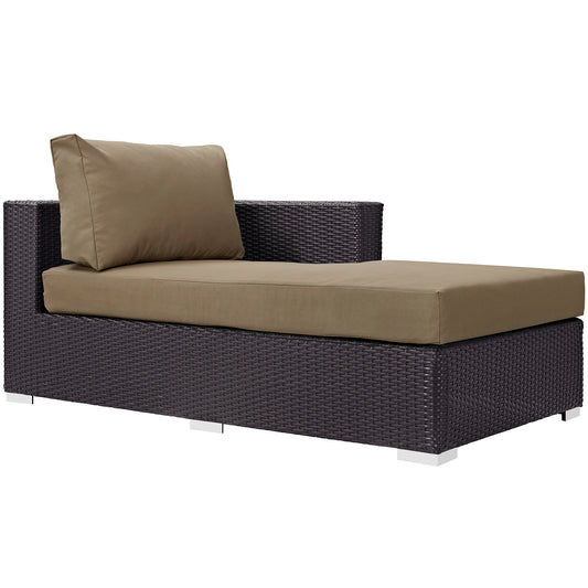 Conversation Alfresco Right-Arm Chaise | Outdoor Modular Sectional Component, Espresso & Mocha