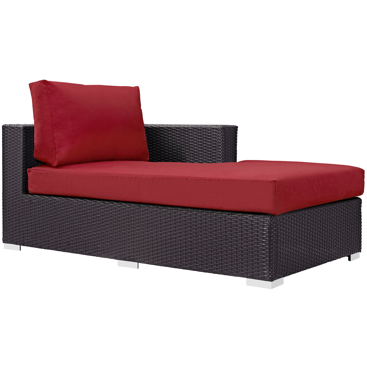 Conversation Alfresco Right-Arm Chaise | Outdoor Modular Sectional Component, Espresso & Red