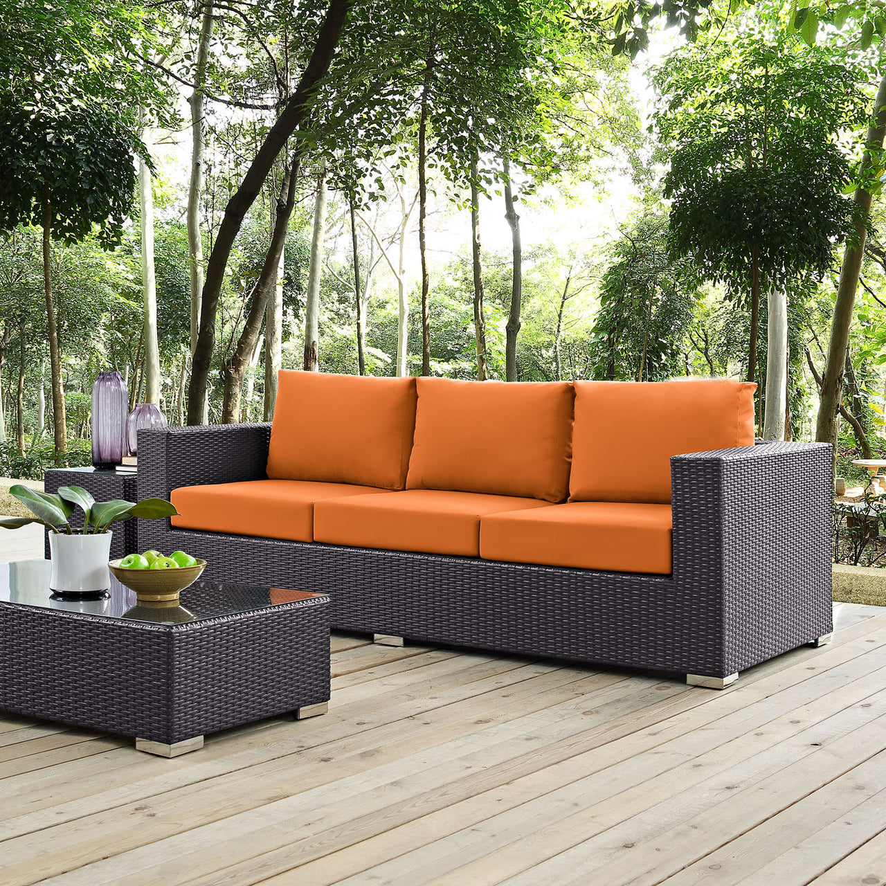 Conversation Alfresco Sofa, Espresso & Orange