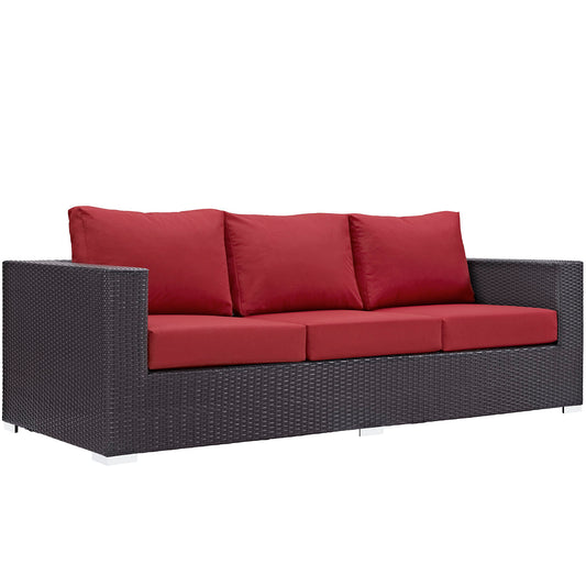 Conversation Alfresco Sofa, Espresso & Red