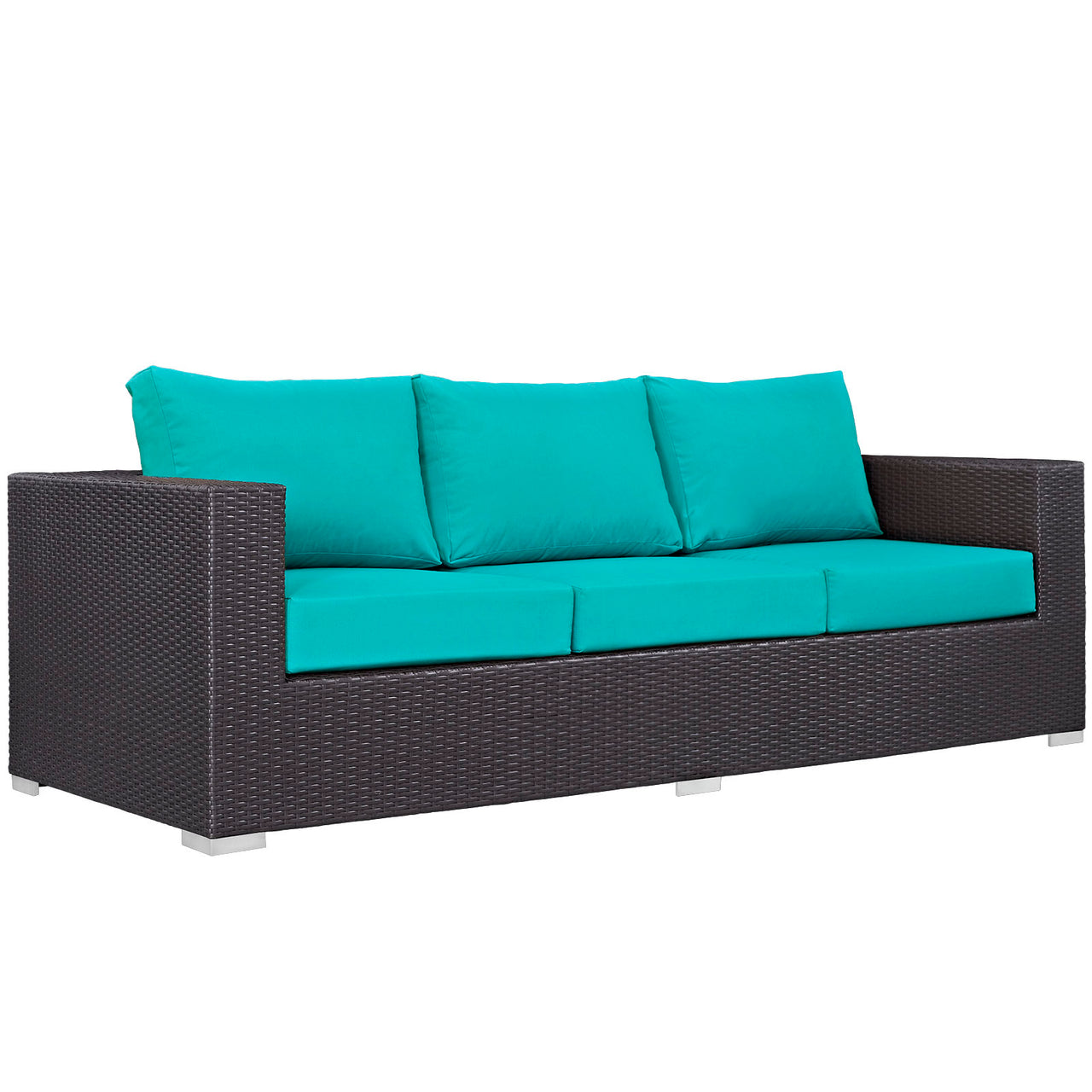 Convene Outdoor Patio Sofa, Espresso & Turquoise