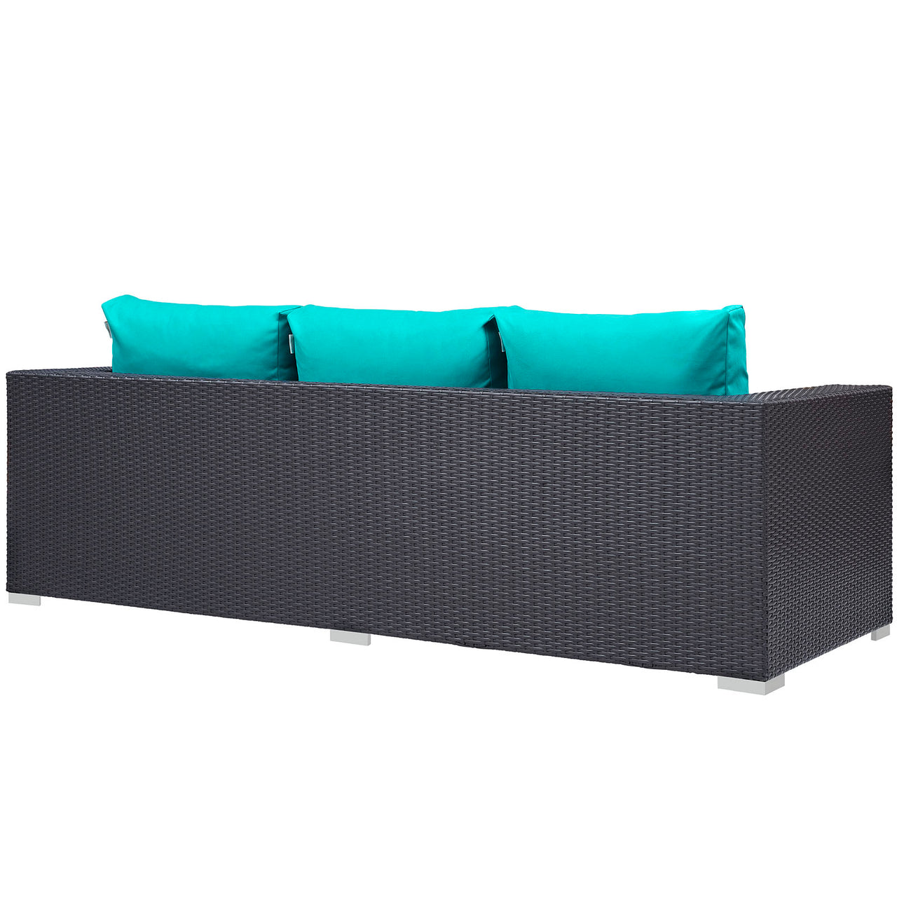 Convene Outdoor Patio Sofa, Espresso & Turquoise