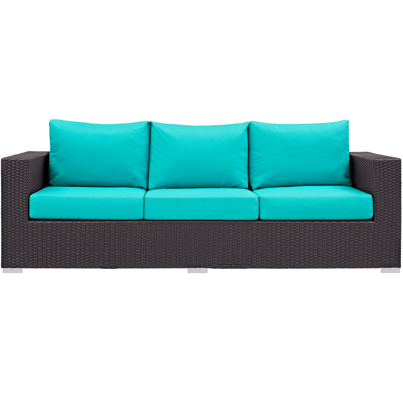 Convene Outdoor Patio Sofa, Espresso & Turquoise