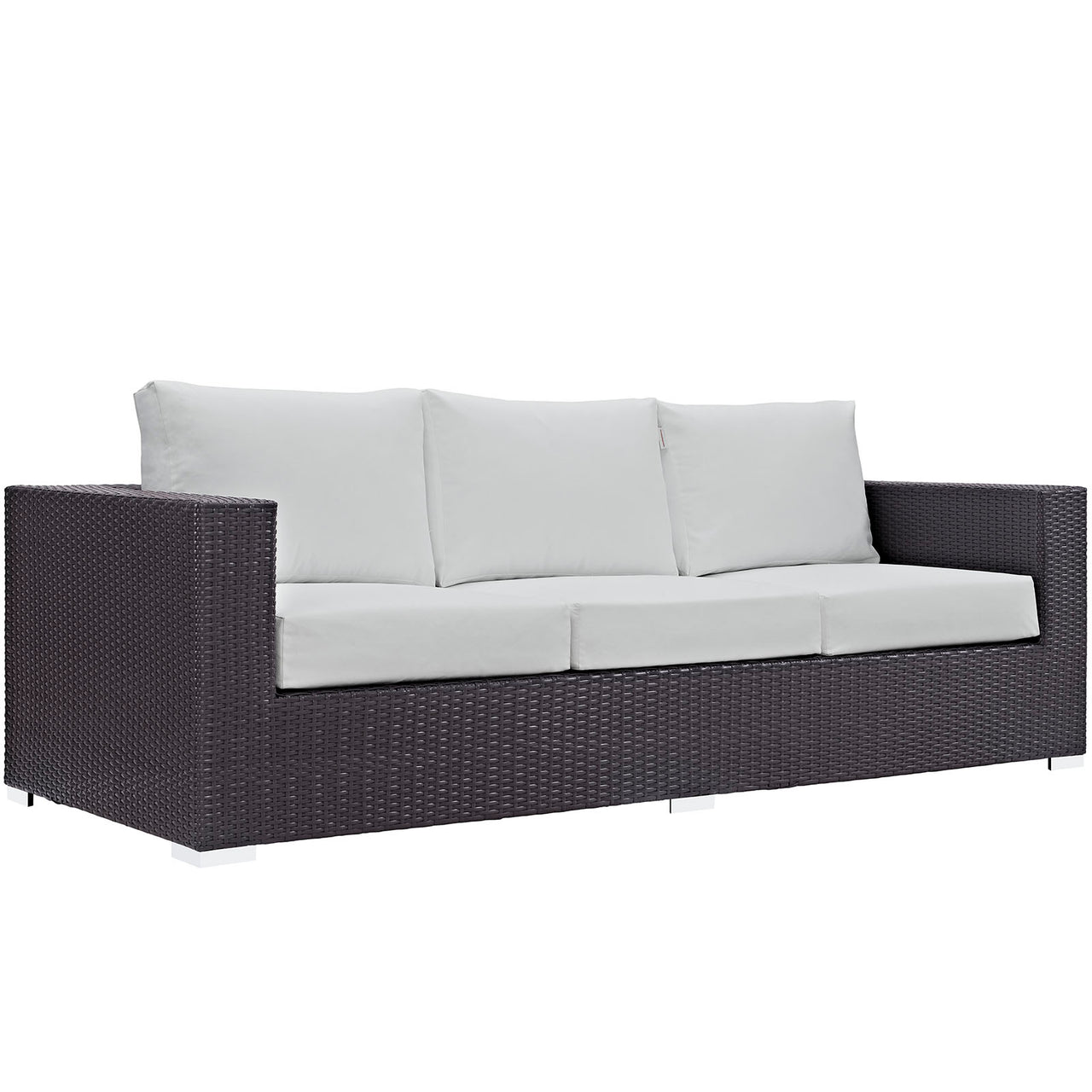Convene Outdoor Patio Sofa, Espresso & White