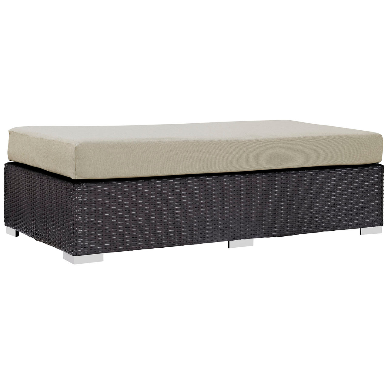 Conversation Alfresco Fabric Rectangle Ottoman, Espresso & Beige