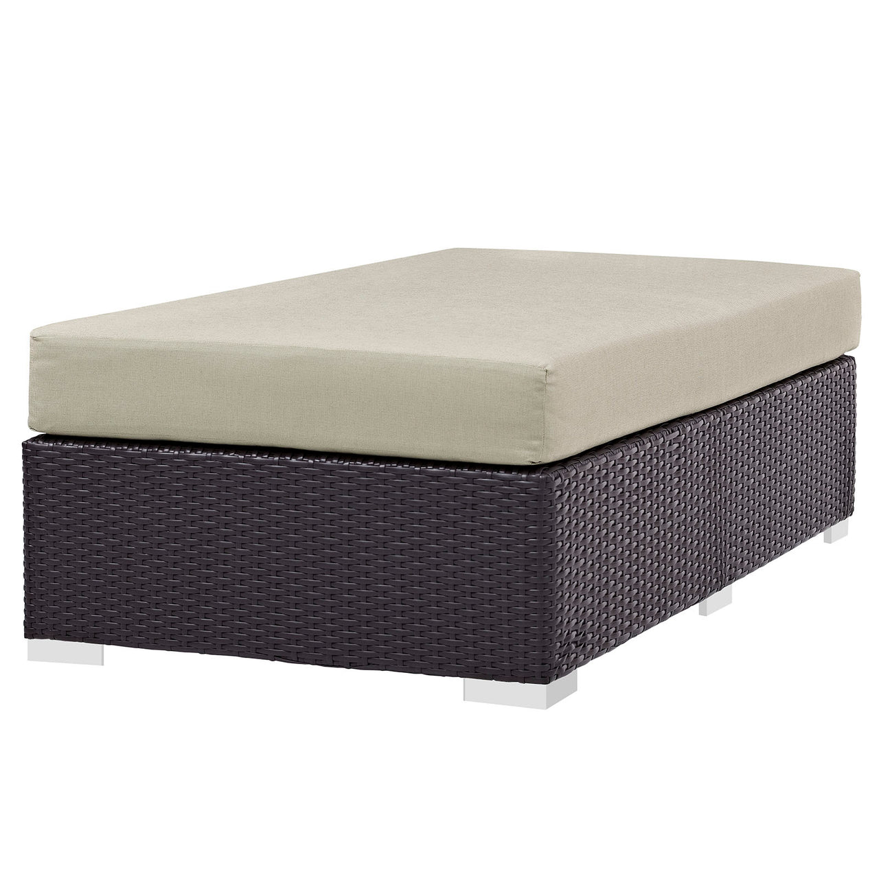 Conversation Alfresco Fabric Rectangle Ottoman, Espresso & Beige