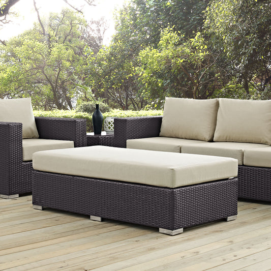 Conversation Alfresco Fabric Rectangle Ottoman, Espresso & Beige